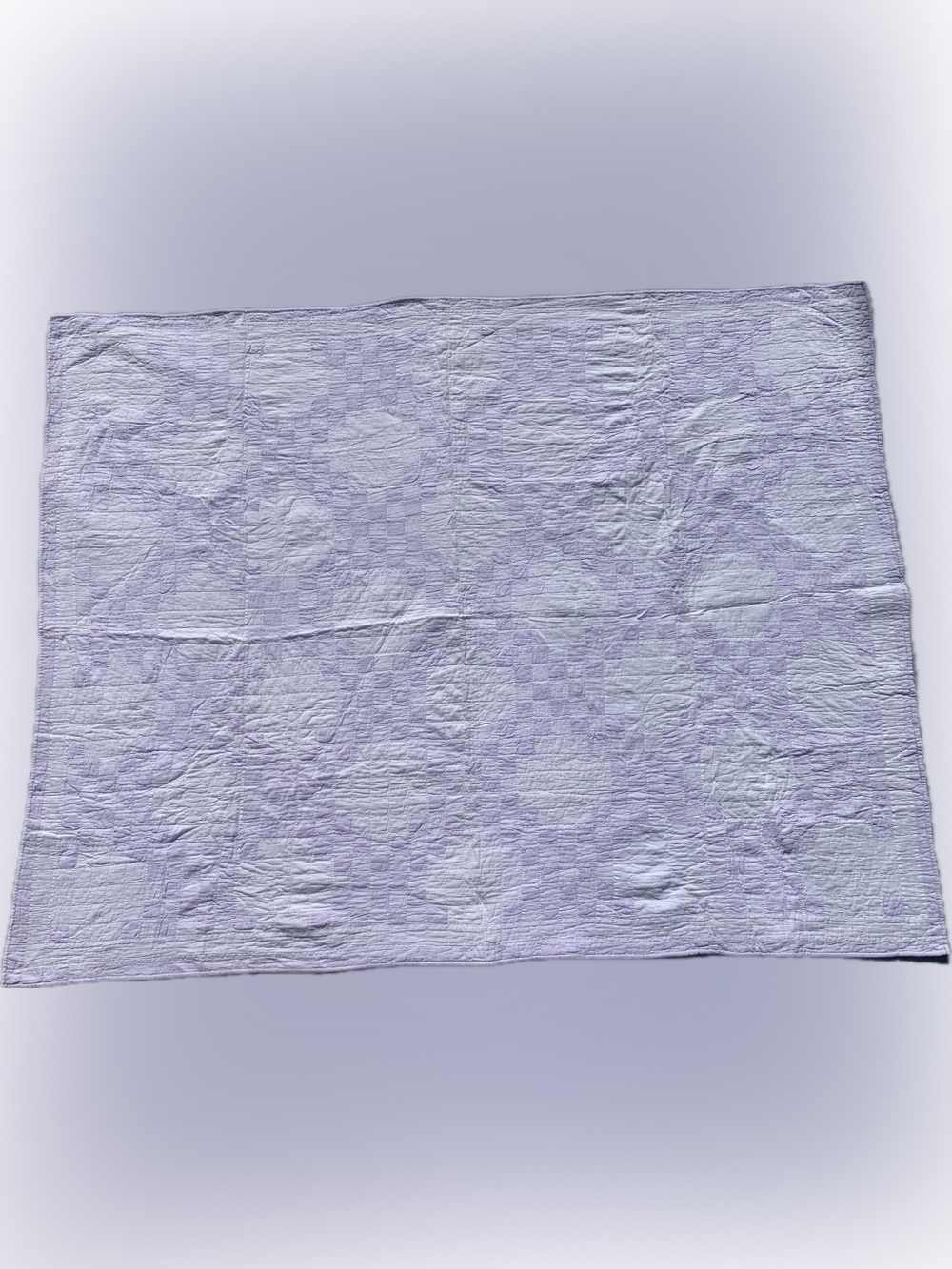 Antique pastel purple & white checkered checks cotton quilt